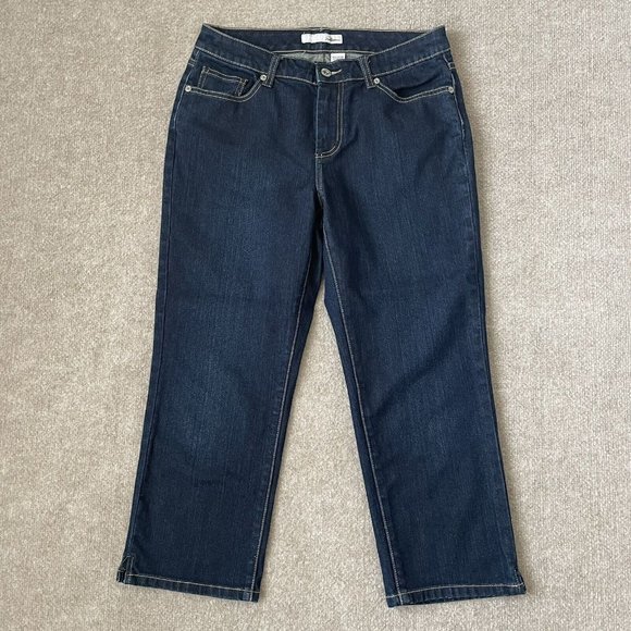 Chico's Jeans Womens 0.5 (Size 6) Cropped Stretch Denim Pants Dark Wash Capri - Picture 1 of 10